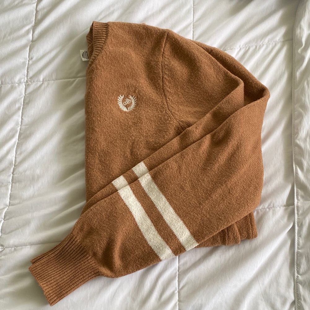 PINK Victoria's Secret Brown Sweater with White Stripes